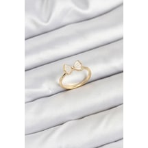 Pirinç Gold Renk Fiyonk Model Kadın Yüzük Renk Renk
