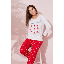 Siyah İnci Pamuklu Örme Pijama Takım 24240158 Bej Melanj