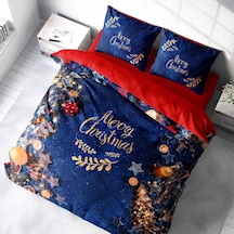 Monohome Yılbaşı Süsü Merry Christmas Çift Kişilik 3D Nevresim Ta (519420684) Lacivert