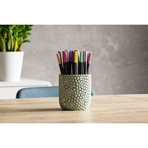 3d Baskı Delikli Organik Desenli Kalemlik Ve Çok Amaçlı Organizer Fırçalık Masaüstü Saklama - Adaçayı Yeşili Çok Renkli