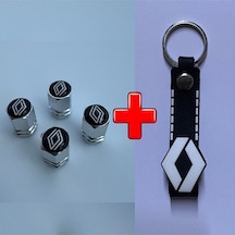 Renault 5 İle Uyumlu Logolu Alüminyum Sibop Kapağı Ve Silikon Anahtarlık