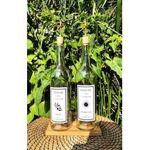 Bölmeli Ahşap Stantlı Şeffaf Altın Balerin Tıpalı 750 Ml Zeytinya