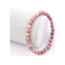 Pembe Jasper Doğal Taş Bileklik 6 Mm Küre Kesim Çok Renkli