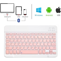 Tablet Apple Uyumlu iPad  Bluetooth Klavye Şarjlı Kablosuz - Al2671 Pembe