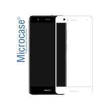 Huawei P10 Lite Tam Kaplayan Çerçeveli Tempered Cam Koruma-Beyaz