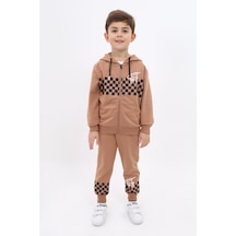Toontoy Kids Toontoy Erkek Çocuk Baskılı Eşofman Takım Kahverengi