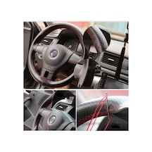 Honda Jazz 2002-2008 A Kalite Direksiyon Kılıfı Dikmeli Noktalı Kırmızı Dikişli Siyah