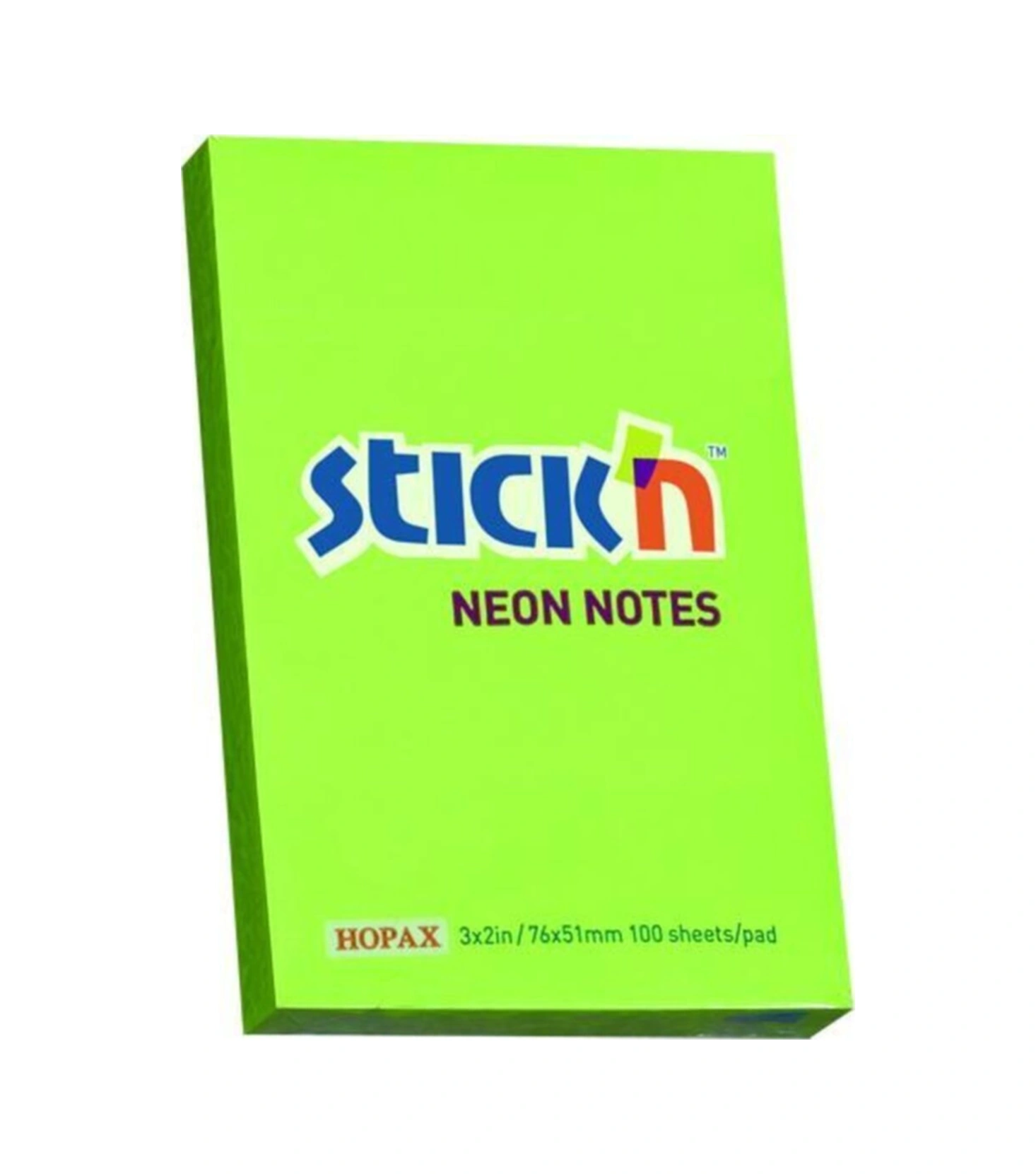 Stickn 76x51mm Yapışkanlı Not Kağıdı Neon Yeşil 100 Yaprak 12 Paket 21163