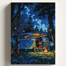 Sayılarla Boyama Tuval Hobi Seti Kamp Temalı Fırça Ve Boya Dahil Set Çıtalı 50x70 Cm Kendin Yap Sayılarla Tuva Diğer