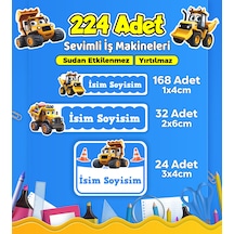 İş Makineleri Temalı Okul Kreş Kişiye Özel İsim Etiket Seti - Model 554 Çok Renkli