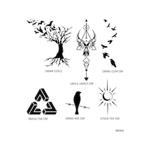 Airbrush Tattoo Hayat Ağacı + Kuşlar  Geçici Dövme Şablonu Sadece Desen