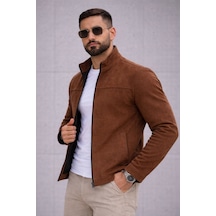 Baselco Slim Fit Dik Yaka Mevsimlik Süet Ceket Kahverengi