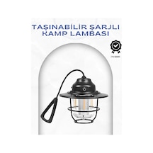 Geometrik Tasarımlı Vintage Kamp Lambası - Type-c Şarj, Ayarlanabilir Parlaklık Diğer