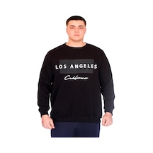 Mode Xl Büyük Beden Erkek Sweatshirt Bisiklet Yaka Los Angeles U24561 Siyah Siyah