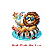 Aslan Yaz Temalı Ütü İle Yapışan Tekstil Kumaş Tişört Baskı 3366
