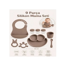 9 Parça Mama Seti %100 Silikon Bpa İçermez Ek Gıdaya Uygun Kahverengi