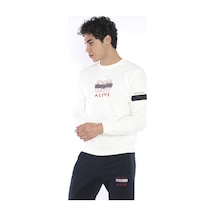 Erkek Spor Slimfit Ekru Sweatshirt Takım Ekru