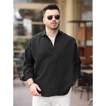 Oversize Oval Kesim Modal Gömlek Siyah