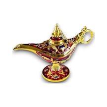 Aladdin Sihirli Lambası Renkli Işlemeli Dekoratif Biblo Alaattin Metal Çelik No:1 - 11x7 CM