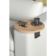 Pazarella Yan Sehpa Ayarlanabilir Tepsi Dekoratif Modern Tepsi Koltuk Sehpası Ceviz Beyaz