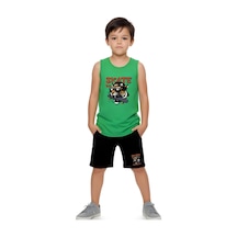Fyk Kids Erkek Çocuk Baskılı Sıfır Kol Skate Crunch Alt-üst Takım Yeşil