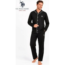 U.S. Polo Assn. Pamuk Modal Boydan Patlı Erkek Pijama Takımı Siyah