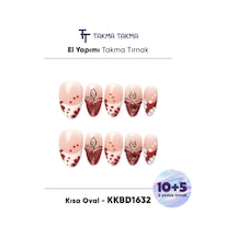 Kkbd1632 Kısa Badem 15'li Tekrar Kullanılabilir El Yapımı Protez Takma Tırnak Xs