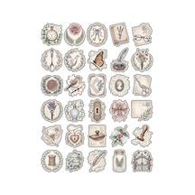 30 Adet Vintage Nostaljik Botanik Sticker Seti - Ajanda Defter Scrapbook Çok Renkli