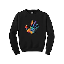 Hand Splash Paint Siyah Unisex Sweatshirt Siyah