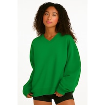 Benroma Ünisex V Yaka Sweatshirt Yeşil