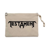 Testament Logo Text Krem Clutch Astarlı Cüzdan / El Çantası