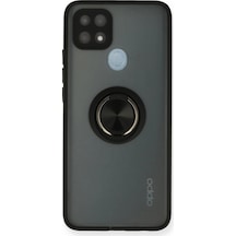 Oppo A15 Kılıf Montreal Yüzüklü Silikon Kapak Siyah