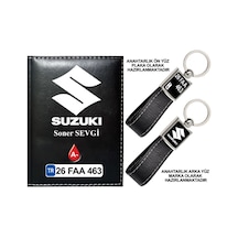Plakanıza Özel Suzuki Logolu Siyah Ruhsat Kabı Ve Anahtarlık