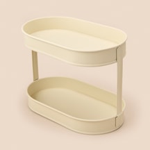 Bath 2 Katlı Oval Organizer - Krem - 32,5x19 Cm Çok Renkli