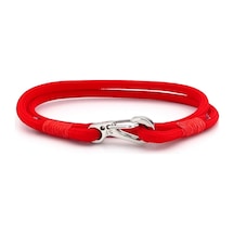 Kirmizi Paracord Metal Kanca Iki Sira Sarma Erkek Bileklik M011N Çok Renkli