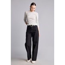 Defacto %100 Pamuk Cepli Straight Fit Yüksek Bel Kemerli Denim Pantolon H7800ax26aunm40 Siyah-nm40
