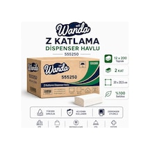 Z Katlama Kağıt Havlu 20x20,5 Cm 12'li X 200 Yaprak 2 Kat %100 Selüloz Dispenser Uyumlu