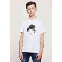 Tshirthane Charlie Chaplin Old Baskılı Unisex Çocuk Beyaz T-Shirt