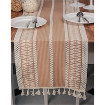 Zethome Runner Pamuk Dantel Püsküllü Bej Runner ,sunum Örtüsü Dantel Bej 35x155 Cm