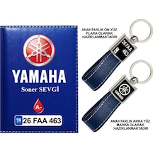 Plakanıza Özel Yamaha Logolu Lacivert Ruhsat Kabı Ve Anahtarlık