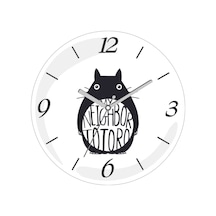 Totoro Bombeli Gerçek Cam Duvar Saati Siyah