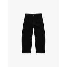 Koton Barrel Jean Pantolon Cep Detaylı Bol Kesim Pamuklu Siyah 7wkg40056ad