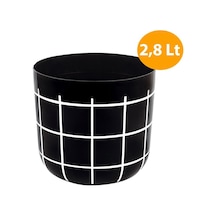 Omnipazar Krs-212 Dekoratif Karo Desenli Saksı 2.8 Litre No 2 Siyah