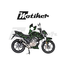 Mondial Drift L Yeşil Şimşek Tasarımı Parçalı Kaplama Sticker Eti