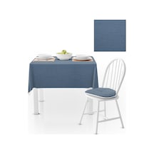 Kot Mavi Kadife Dokulu Masa Örtüsü 180x220