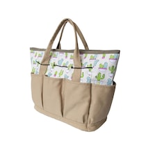 Kaktüs Desenli Kanvas Bahçe Alet Çantası - Taşınabilir, Çoklu Cep, Dayanıklı Bahçe Gereçleri Çantası Kahverengi Kahverengi Kahverengi