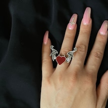 Devil Red Heart Wings Yüzük Boyu Ayarlanabilir Unisex Yüzük 1822 Çok Renkli