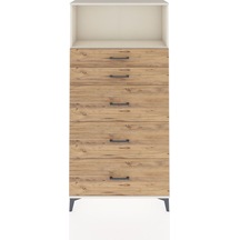 Arges Dolap Tek Raflı 5 Çekmeceli 88x30x182 Aytaşı-çam Aytaşı
