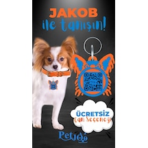 Petjoo 8.Jakob Mavi-Turuncu Qr'lı Köpek Künyesi