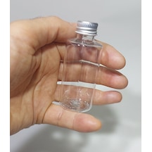 50 Adet Boş Şişe Tıpalı Gümüş Kapaklı Kolonya Şişesi Doldurulabilir Cep Plastik Parfüm Şişesi 50 Ml